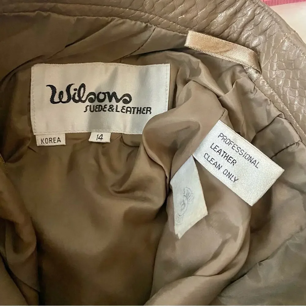 Wilsons Brown Croc-Embossed Leather Pencil Skirt Size 14